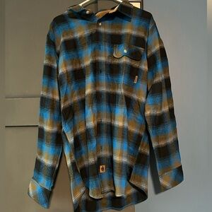 Blue and Black Plaid Flannel Shirt